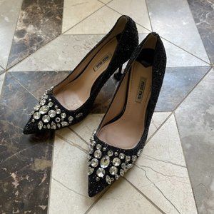 MIU MIU Calzature Donna Glitter Sandal Heels Black